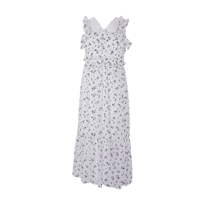 White Floral Midi Dress
