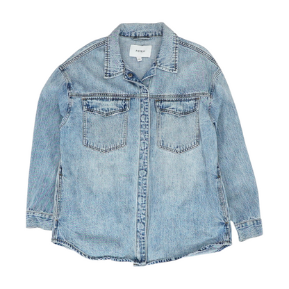 Blue Solid Long Sleeve Button Down