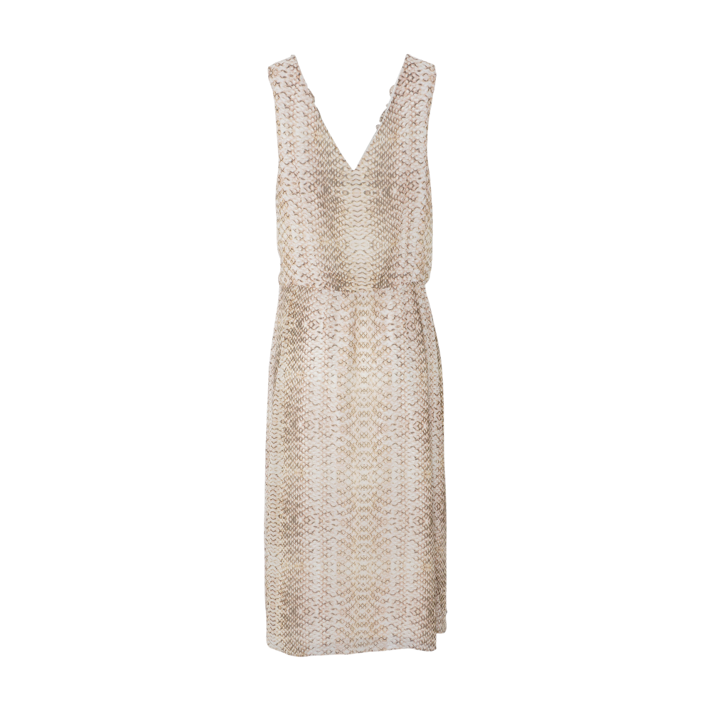 Beige Animal Print Midi Dress