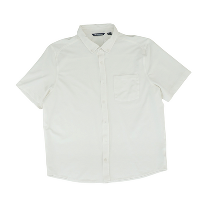 White Solid Short Sleeve Button Down