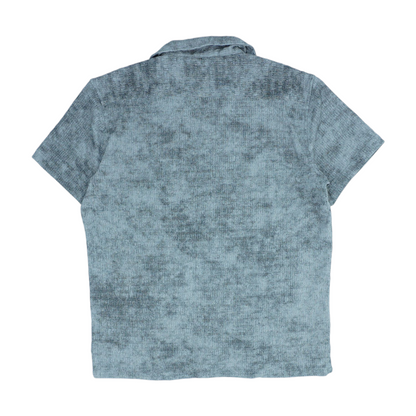 Gray Solid Short Sleeve Button Down