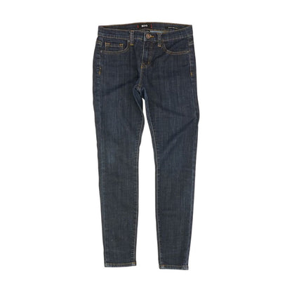 Blue Solid Mid Rise Skinny Leg Jeans