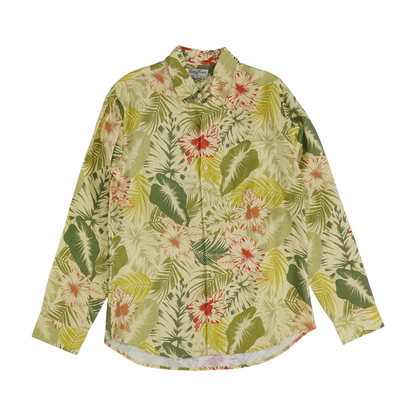 Green Floral Long Sleeve Button Down