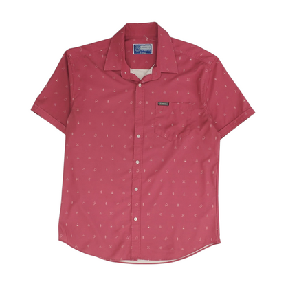 Pink Print Short Sleeve Button Down