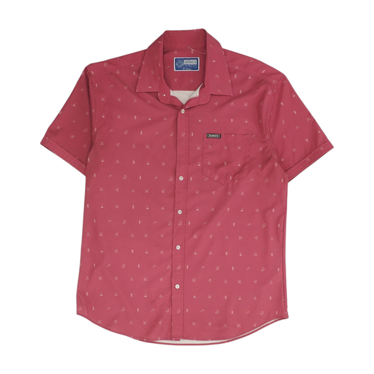 Pink Print Short Sleeve Button Down