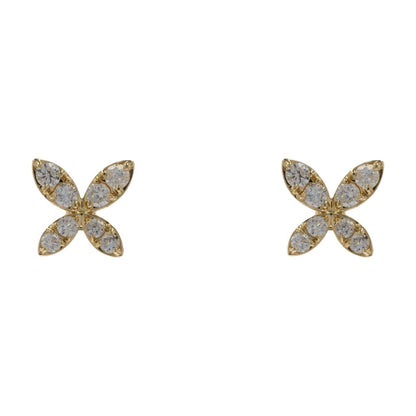1/3 Ct 14K Gold Diamond Accented Butterfly Stud Earrings