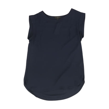 Navy Solid Short Sleeve Blouse