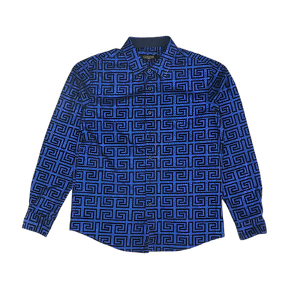 Giannii Blue Abstract Long Sleeve Button Down – Image 1