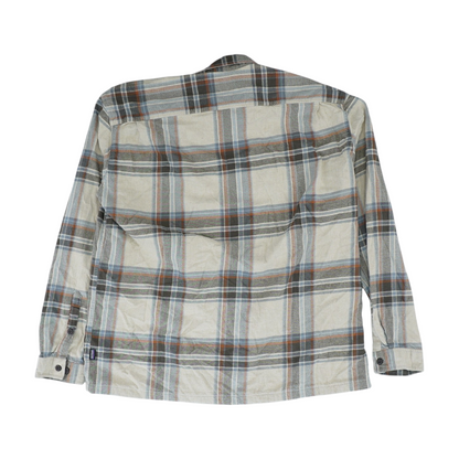 Beige Plaid Flannel Button Down