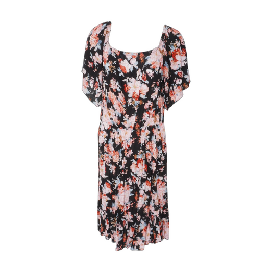 Black Floral Midi Dress