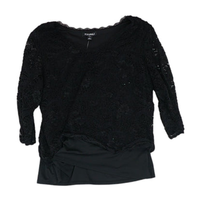 Black Misc. V Neck Knit Top