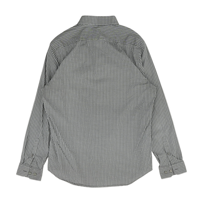 Gray Print Long Sleeve Button Down
