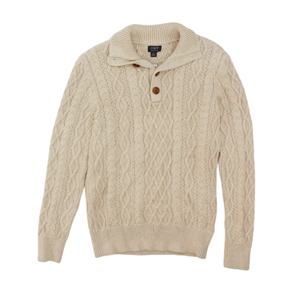 Beige Solid 1/4 Zip Sweater