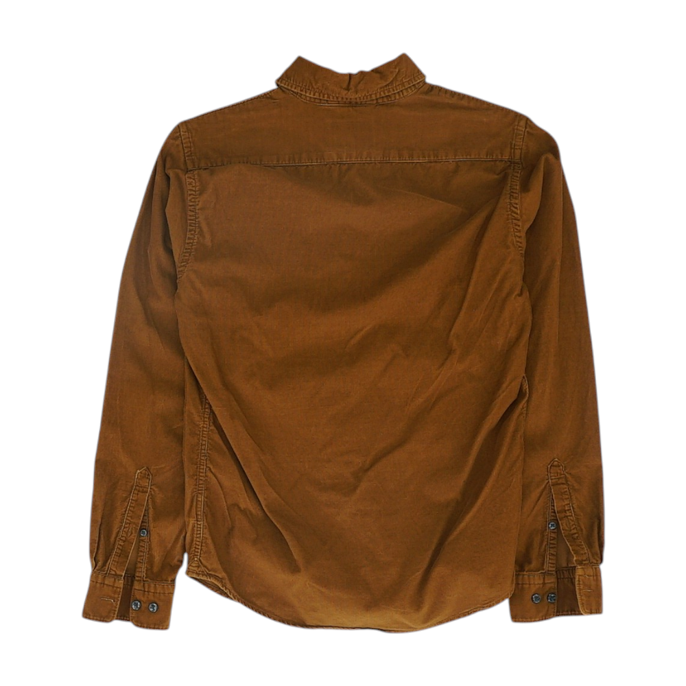 Brown Solid Flannel Button Down