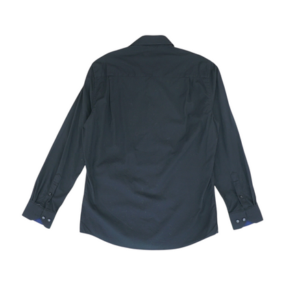 Black Solid Long Sleeve Button Down