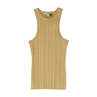Gold Solid Tank Knit Top