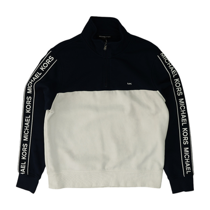 White Color Block 1/4 Zip Pullover