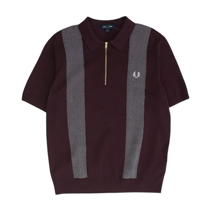 Burgundy Color Block Short Sleeve Polo