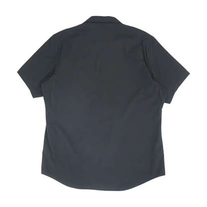 Black Solid Short Sleeve Button Down