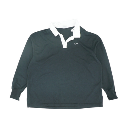 Black Solid Long Sleeve Polo