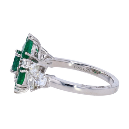 Sterling Silver Emerald Fashion Ring