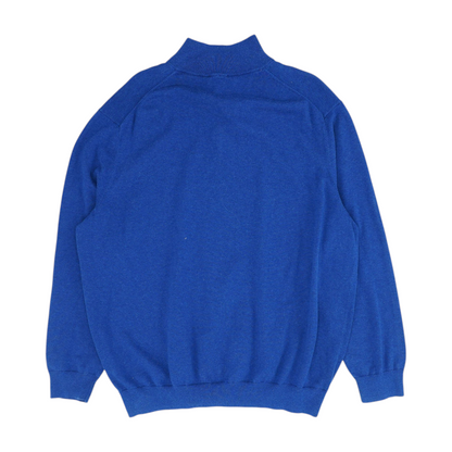 Blue Solid 1/4 Zip Pullover