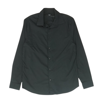 Black Solid Long Sleeve Button Down