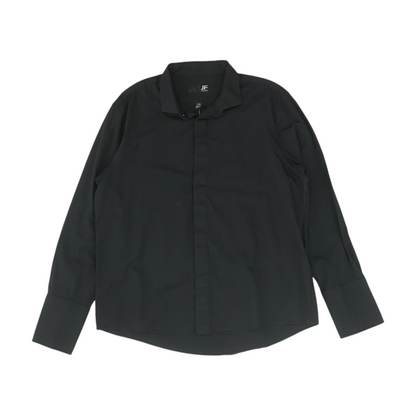 Black Solid Long Sleeve Button Down