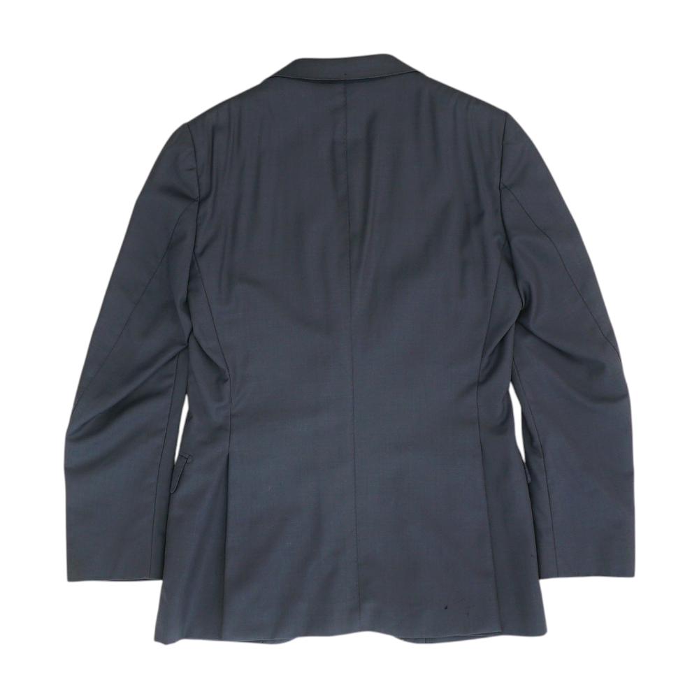 Navy Long Solid Suit Jacket