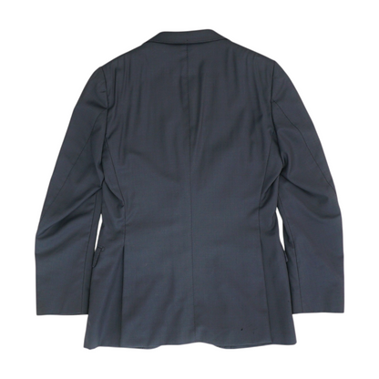 Navy Long Solid Suit Jacket