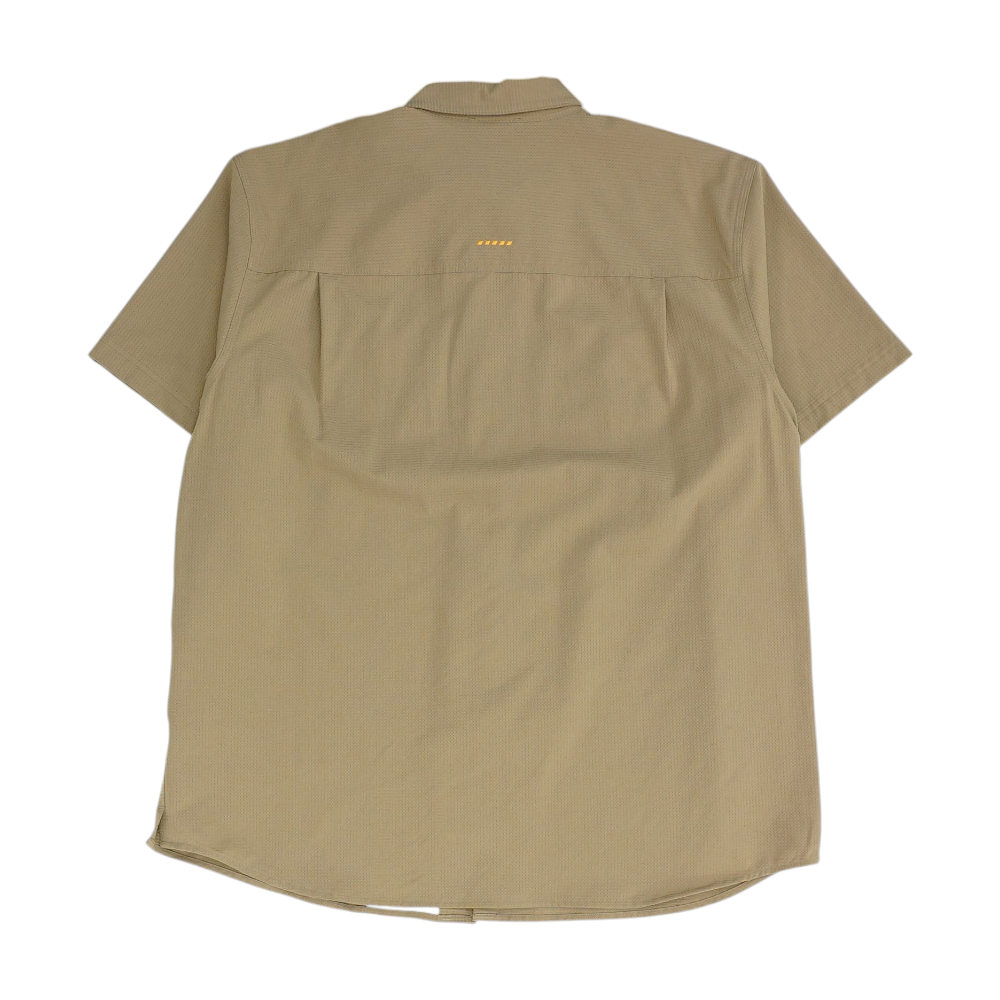 Brown Solid Short Sleeve Button Down