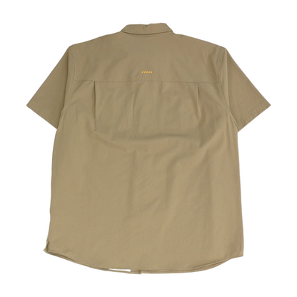 Brown Solid Short Sleeve Button Down