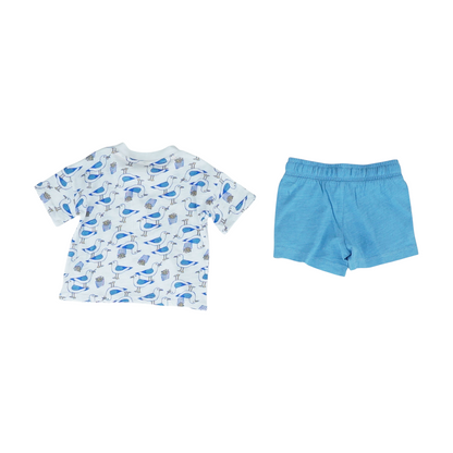 White Graphic Short Sleeve Set
