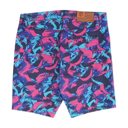 Multi Abstract Denim Shorts