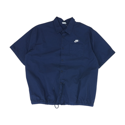Navy Solid Short Sleeve Button Down