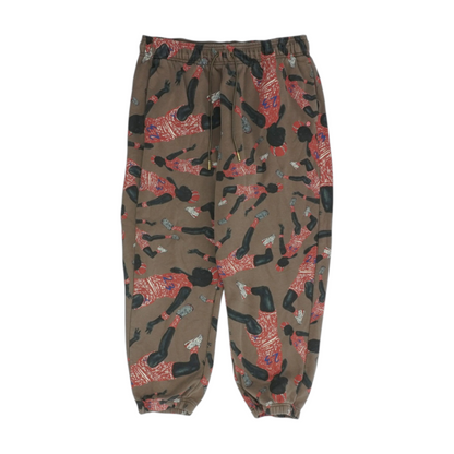 Brown Print Tapered Pants