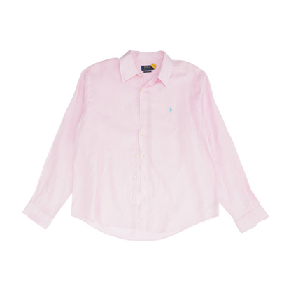 Pink Solid Long Sleeve Button Down