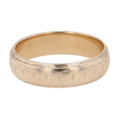 14K Gold Grooved Band