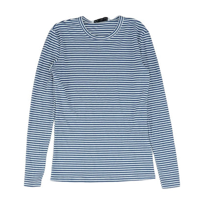 Blue Striped Crewneck Knit Top