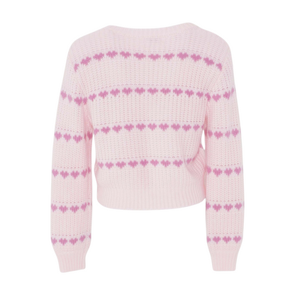 Pink Hearts Cardigan Sweater