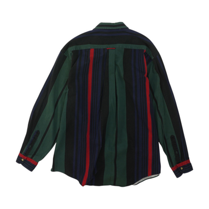 Vintage Green Striped Long Sleeve Button Down