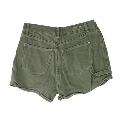 Green Solid Denim Shorts