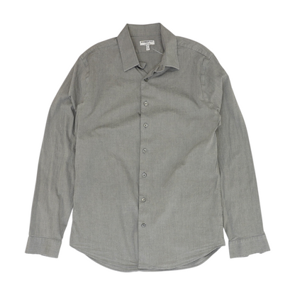 Gray Solid Long Sleeve Button Down