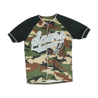 Green San Antonio Spurs Camo Short Sleeve Button Down