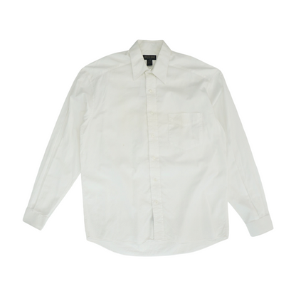White Solid Long Sleeve Button Down