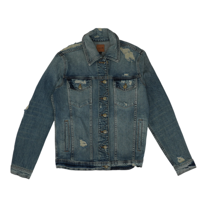 Blue Solid Denim Jacket