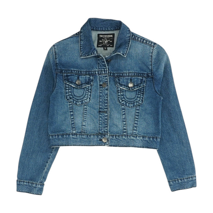 Blue Solid Denim Jacket