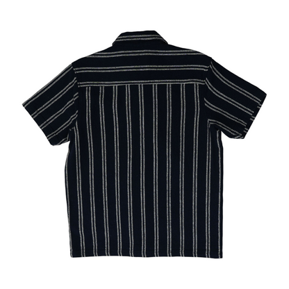 Navy Striped Short Sleeve Button Down