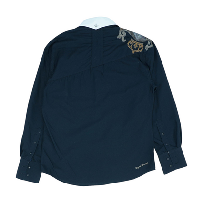 Black Solid Long Sleeve Button Down