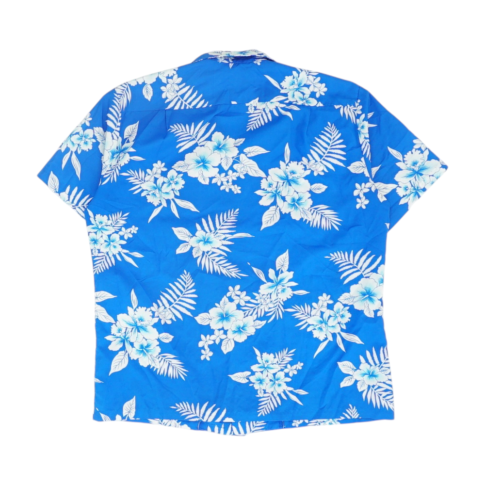 Blue Tropical Short Sleeve Button Down